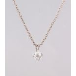 A 14CT WHITE GOLD DIAMOND SINGLE STONE PENDANT NECKLACE of 1ct.