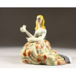 A LENCI PORCELAIN GROUP, YOUNG LADY holding a dove. Signed Lenci. MADE IN ITALY. 29.8.93.