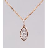 AN 18CT ROSE GOLD, DIAMOND DROP PENDANT NECKLACE of 20 points.