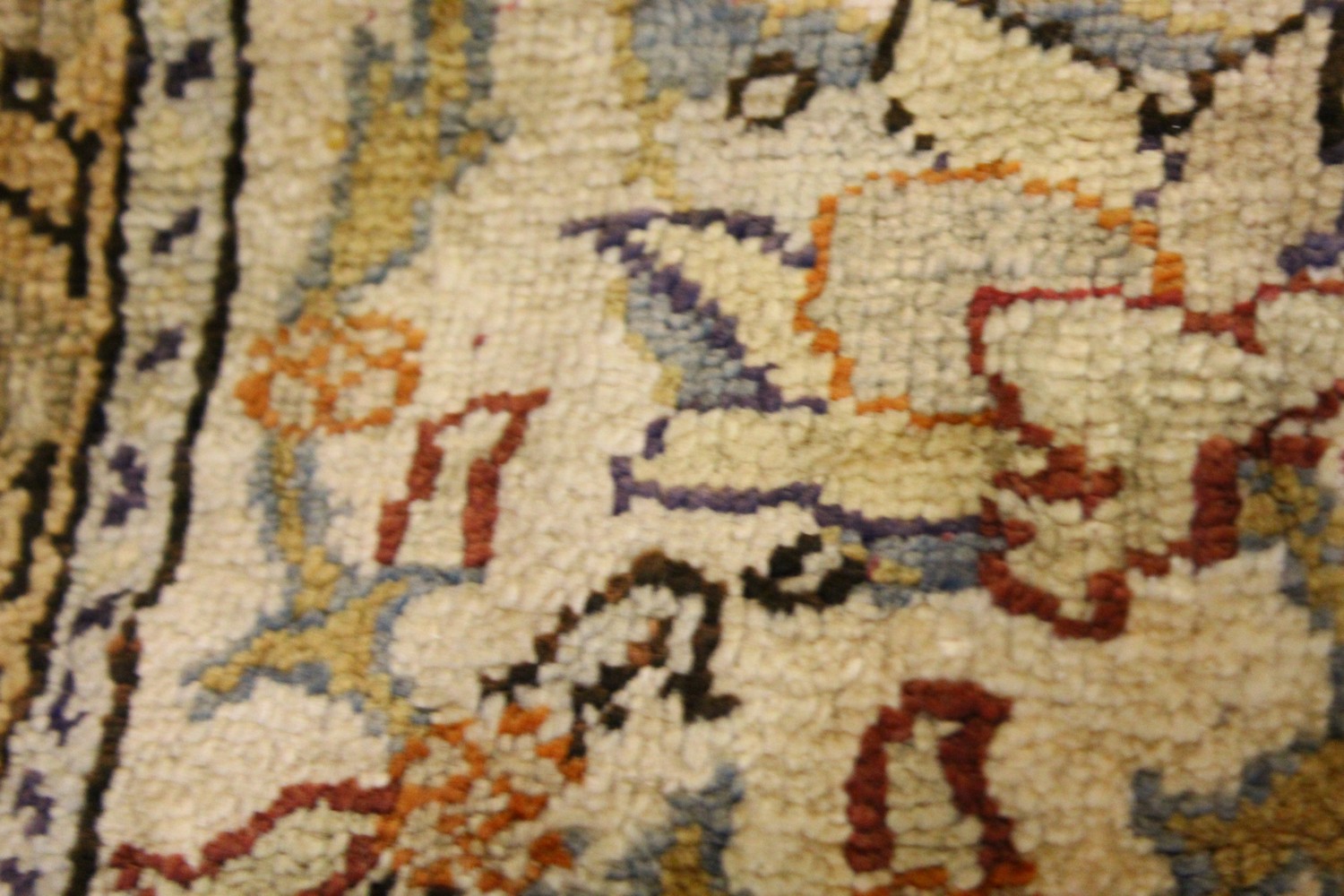 A GOOD KIRMAN PART SILK CARPET, pale blue ground, with stylised floral medallions, within a - Image 2 of 4