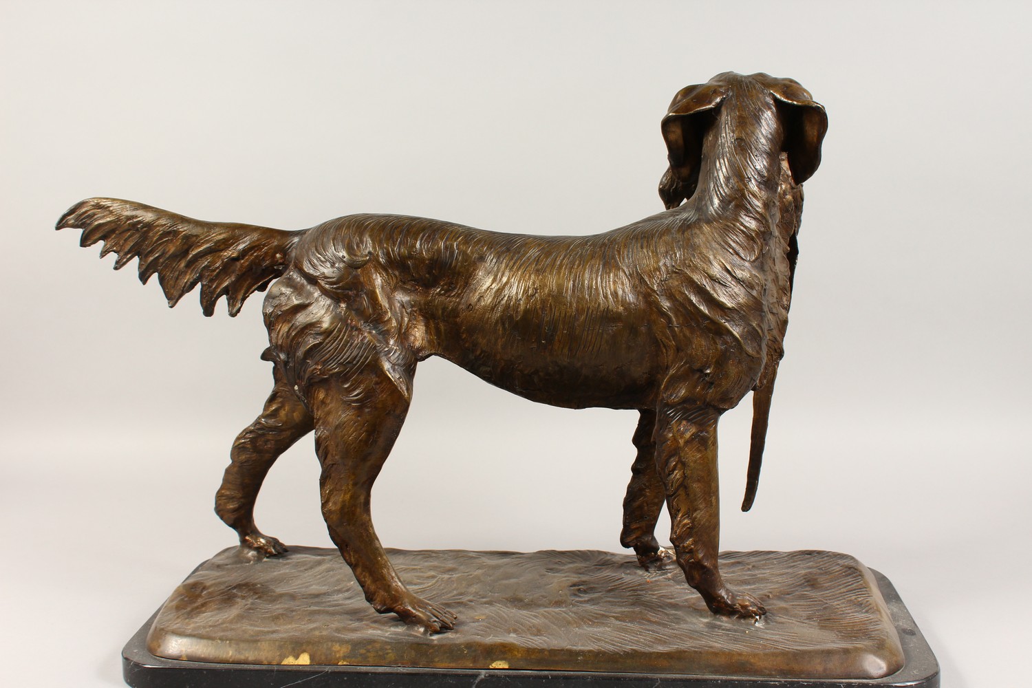 AFTER MOIGNIEZ A LARGE BRONZE OF A RETRIEVER, with a pheasant in its mouth, standing on a marble - Image 4 of 6