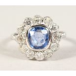 AN 18CT WHITE GOLD GOOD SAPPHIRE AND DIAMOND RING of 2.6cts approx.