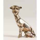 A TINY CAST SILVER MODEL OF A CAT. 4cms high. Stamped .925.