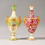 TWO GOOD QUALITY COALPORT VASES. 6.5ins high.