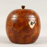 A GOOD ORANGE PAINTED TEA CADDY.