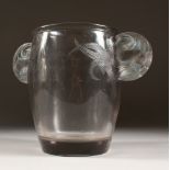 A LALIQUE VASE "YVELINES. Etched R. LALIQUE. No. 975. 19cms high. Illus. page 433 R. Lalique by