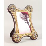 A GOOD RUSSIAN SILVER AND ENAMEL SHAPED PHOTOGRAPH FRAME. 23cms high x 17cms wide.