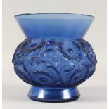 A LALIQUE VASE "SOUCIS" BLUE. Etched R. LALIQUE. No. 1039. 18cms high. Illus. page 447 R. Lalique by