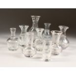 NINE VICTORIAN GLASS SPIRIT MEASURES. Various sizes.