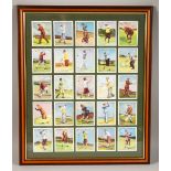 A FRAMED SET OF TWENTY-FIVE W.D. & H.O. WILLS FAMOUS GOLFING CIGARETTE CARDS, No. 1-25.