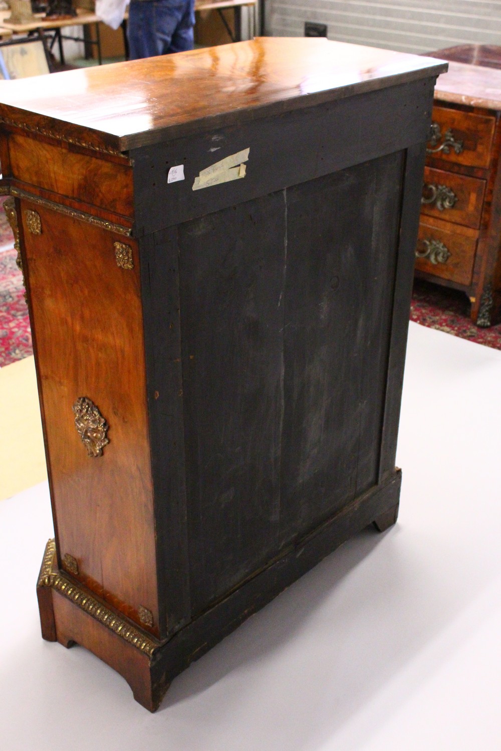 A GOOD VICTORIAN WALNUT, MARQUETRY AND ORMOLU PIER CABINET, with a floral inlaid frieze, the - Image 8 of 9