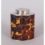 A PLATE AND FAUX TORTOISESHELL TEA CADDY.