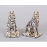 A GOOD PAIR OF NOVELTY SILVER PLATE DOG SALT AND PEPPERS.