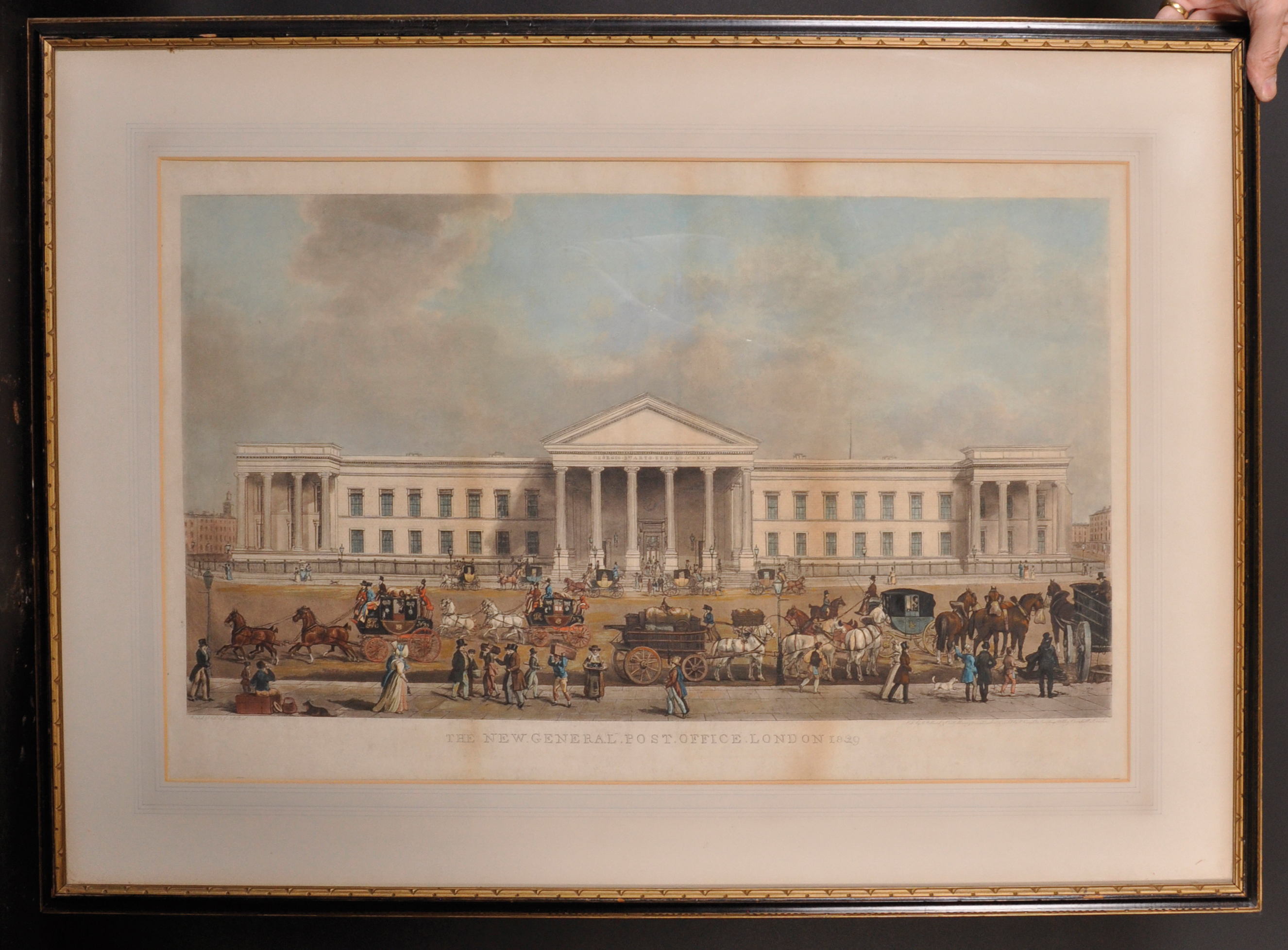 After James Pollard (1792-1867) British. "The New General Post Office, London 1829", Engraving, 13. - Image 2 of 4