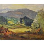 Leonard Richmond (1883-1953) British. An Extensive Mountainous Landscape, Oil on Board, Signed and