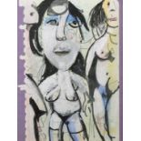 20th Century English School. A Nude Study, Mixed Media, Indistinctly Signed and Dated, 9.5" x 6.