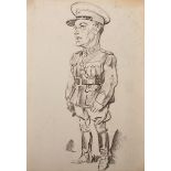 20th Century English School. Study of Major General Chief of Staff M (Michael) Brennan, Charcoal,