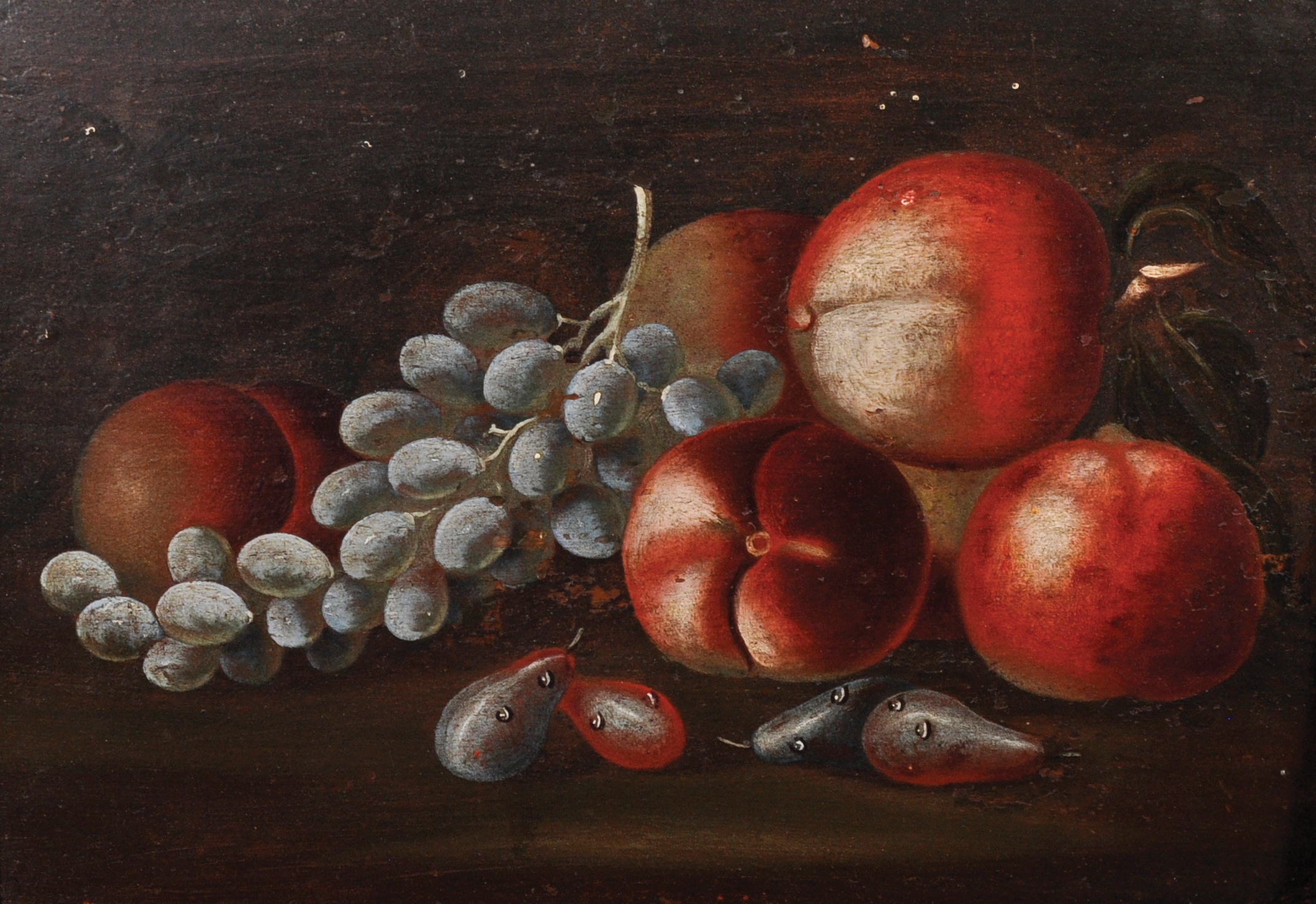 19th Century Italian School. A Still Life with Peaches, Pears and Grapes, Oil on Panel, 10.25" x