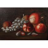 19th Century Italian School. A Still Life with Peaches, Pears and Grapes, Oil on Panel, 10.25" x