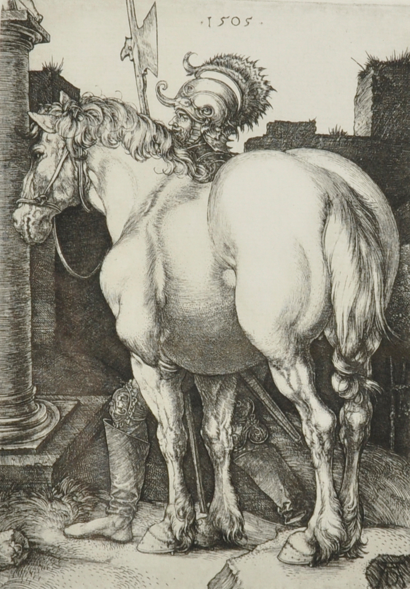 After Albrecht Durer (1471-1528) German. "The Large Horse", Etching, 6.5" x 5.75".