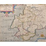 Willem Kip (16th - 17th Century) British. "Penbrok", Map, Unframed, 10.75" x 13.25", and another