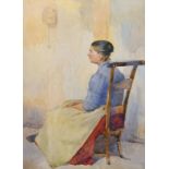 K...Allen (19th-20th Century) British. "In Maiden Meditation", Watercolour, Inscribed on a label