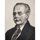 Edward Bouverie Hoyton (1900-1988) British. Bust Portrait of a Man with Glasses and a Moustache,