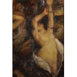 Circle of Adrien Henri Tanoux (1865-1923) French. A Sketch of a Naked Lady in a Landscape, Oil on