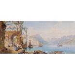 After Thomas Charles Leeson Rowbotham (1823-1875) British. A Mediterranean Lake Scene with figures