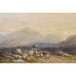 Attributed to David Cox (1809-1885) British. A Highland Landscape with Drover and Cattle,