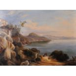 Gonsalvo Carelli (1818-1900) Italian. Extensive View Possibly of Sorrento, with a Figure Leading a