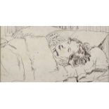 Charles Robinson Sykes (1875-1950) British. Study of a Sleeping Woman, Ink, Signed in Pencil, 3.5" x