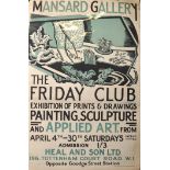 Paul Nash (1889-1946) British. "The Friday Club, Mansard Gallery", Poster, 30" x 20", and another,