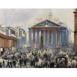 19th- 20th Century English School. 'The Royal Exchange', Figures and Stands during an Event