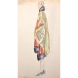 Dorte Clara Doto 'Dodo' Burgner (1907-1998) German. 'Girl in a Yellow Cloak', Watercolour and