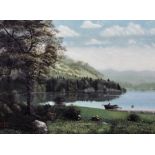 Annie Jenkins (19th - 20th Century) British. "Falcon Crag, Lake Windermere", with a Figure in a