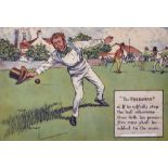 After Charles Crombie (1885-1967) British. "The Fieldsman", Print of Cricketers, 5.75" x 8.25",