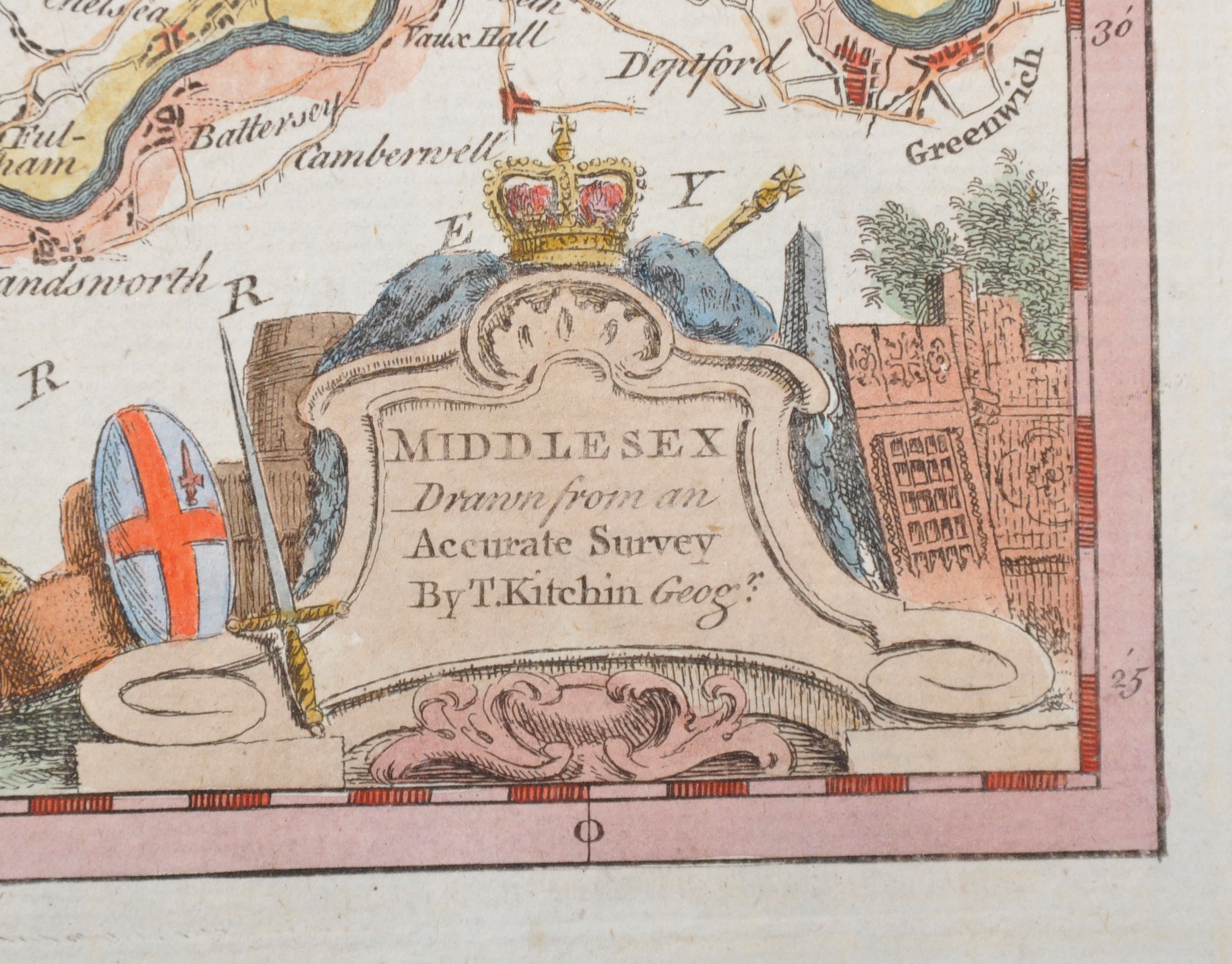 Thomas Kitchen (1718-1784) British. "Middlesex", Map, 7.25" x 7.5" and 20th Century English - Image 4 of 8