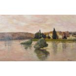 Perez (20th Century) Continental. A Tranquil River Landscape, Oil on Canvas, Signed and Dated