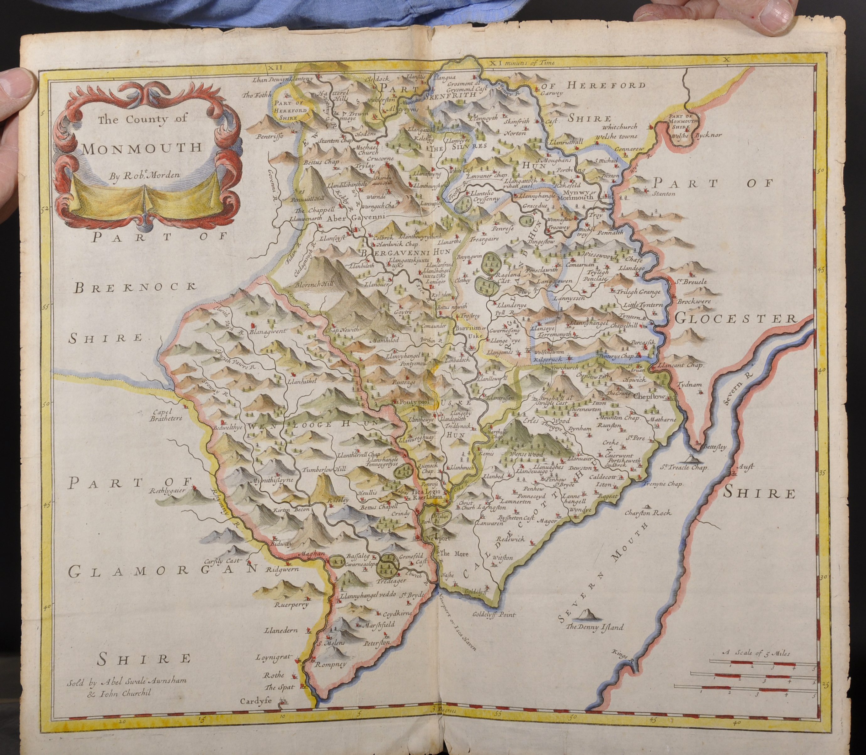 Robert Morden (17th-18th Century) British. "The County of Monmouth", Map, Unframed, 13.5" x 16". - Image 2 of 4