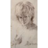 John Heseletine (1923- ) British. Study of a Semi Naked Lady, Chalk, Signed in Pencil, 12" x 6.5".