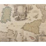 Johann Baptista Homann (1664-1724) German. "Regnorum Sicilliae et Sardiniae", Map, Unframed, 19" x