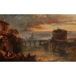 James Vivien De Fleury (1847-1902) British. A River Scene on the Tiber, Rome, with Figures by