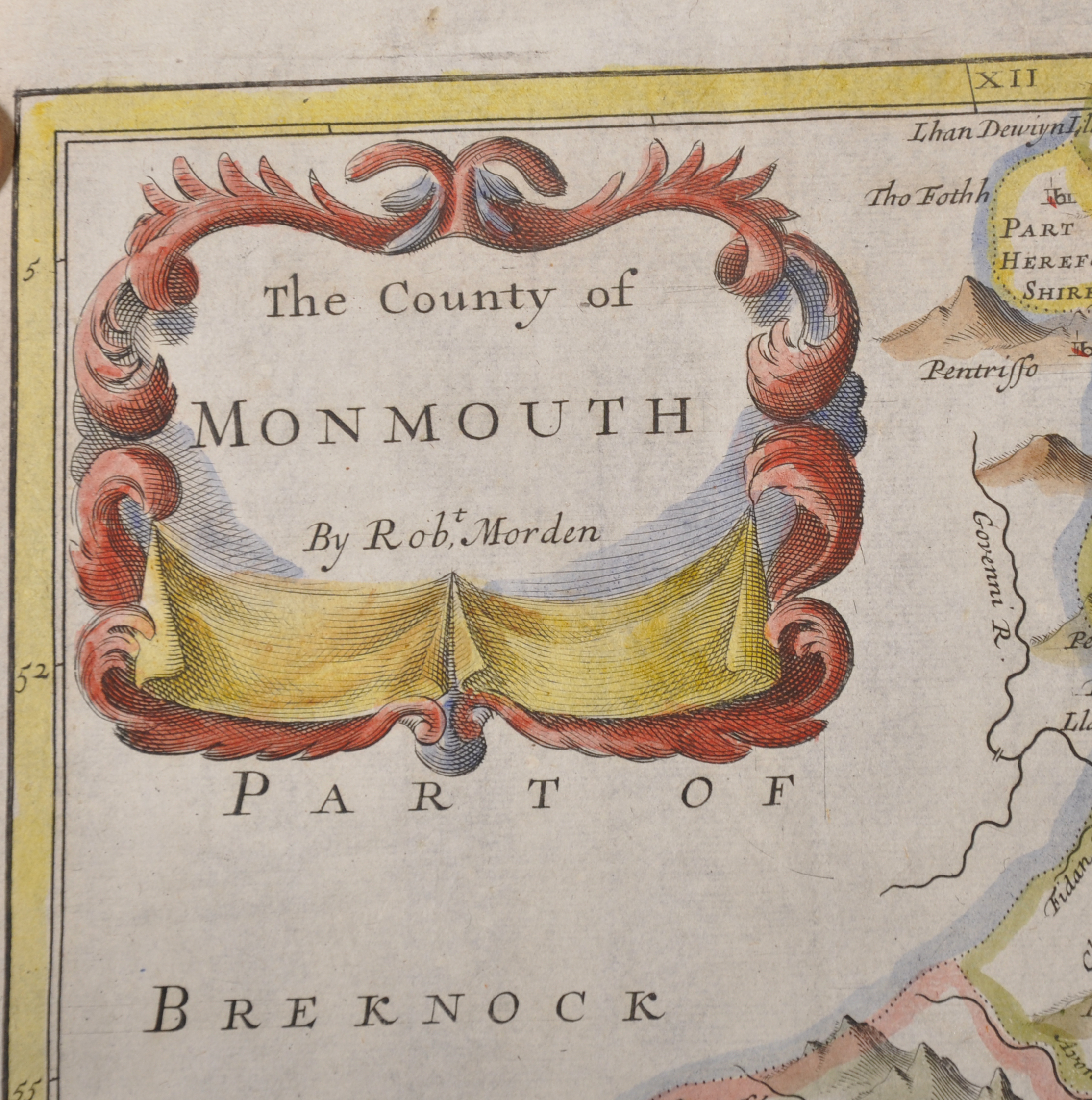 Robert Morden (17th-18th Century) British. "The County of Monmouth", Map, Unframed, 13.5" x 16". - Image 3 of 4