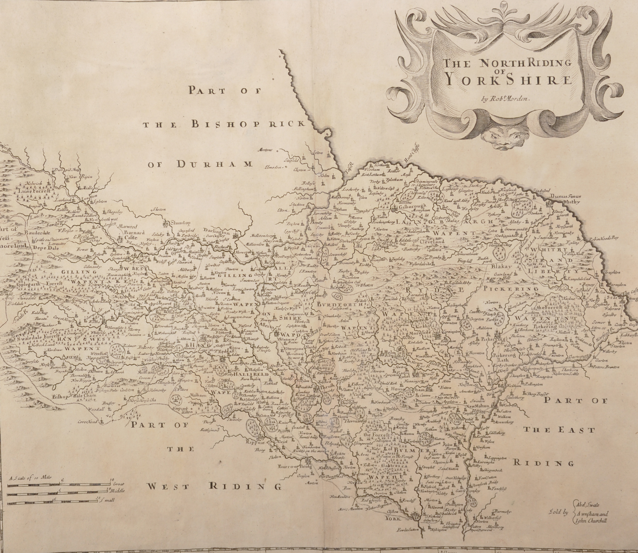 Robert Morden (1650-1703) British. "The West Riding of Yorkshire", Map, Unframed, 14" x 16", and - Image 2 of 7