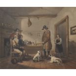 Circle of George Morland (1763-1804) British. Figures by a Cottage, Engraving, in a Carved