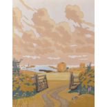 John Hall Thorpe (1874-1947) Australian. "The Open Gate", Woodcut, Signed and Inscribed in Pencil,