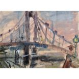 Elsa Vaudrey (1905-1990) British. Study of a Bridge, Mixed Media, Signed and Dated 1953, and