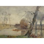 James Herbert Snell (1861-1935) British. A Tranquil River Landscape, Watercolour, Signed, 9" x 12.