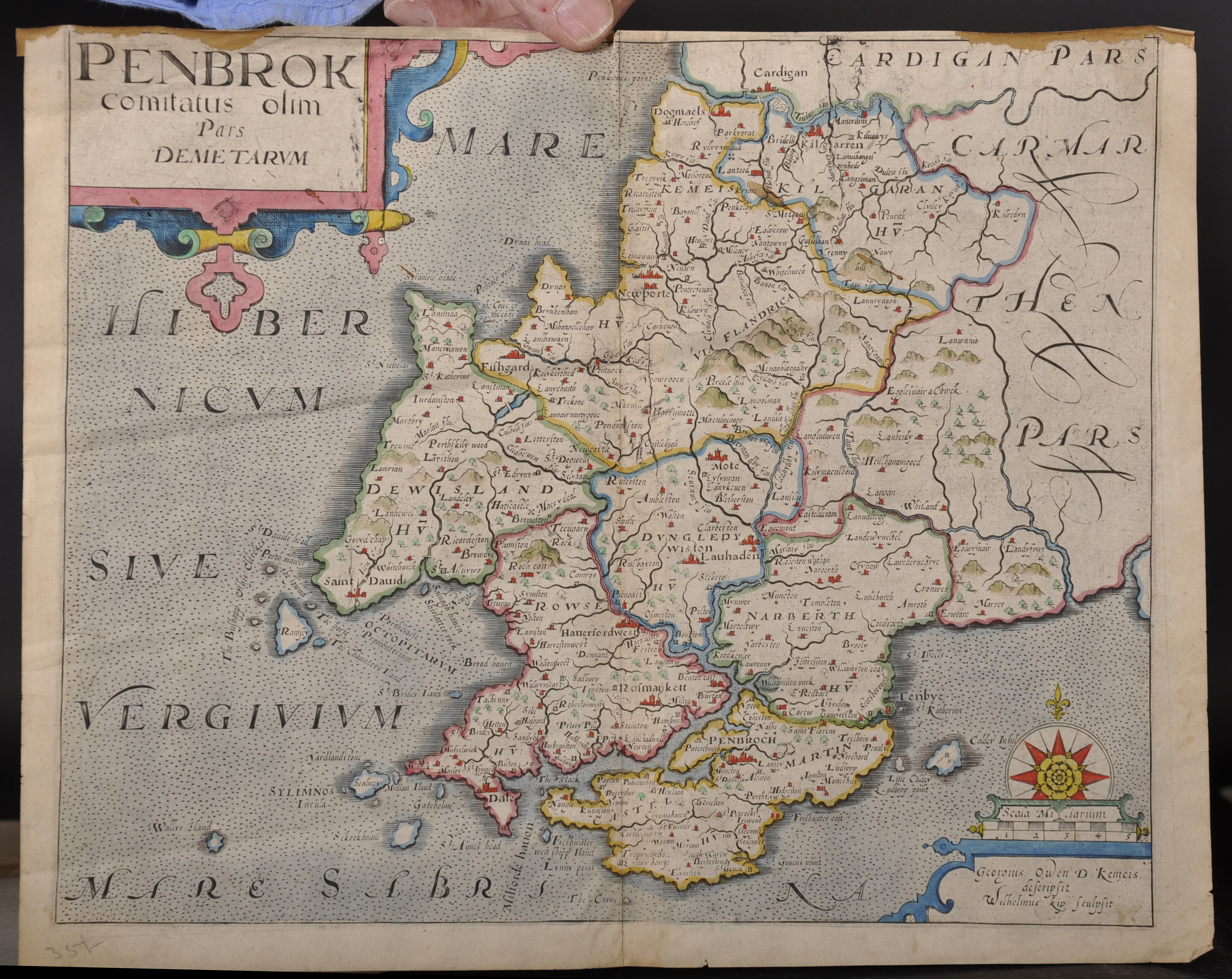 Willem Kip (16th - 17th Century) British. "Penbrok", Map, Unframed, 10.75" x 13.25", and another - Image 2 of 3